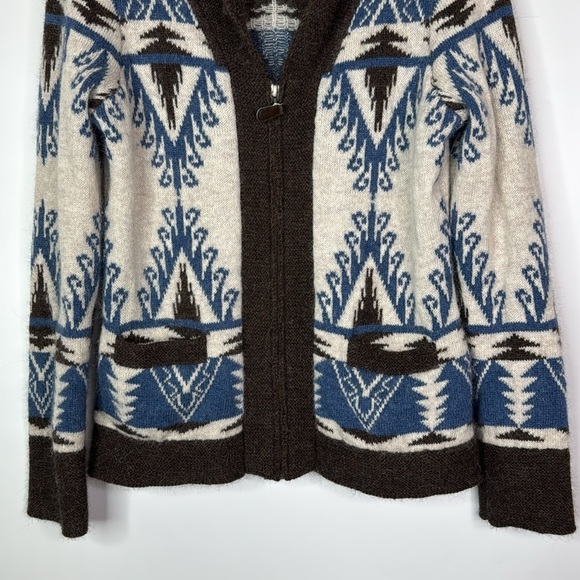 Pendleton Alpaca Wool Full Zip Sweater Size Small Petite Blue White - Picture 3 of 9